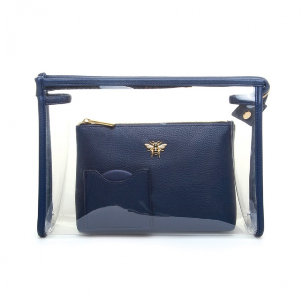 Alice Wheeler Cosmetics Makeup Bags Set Luxury Collection - Navy